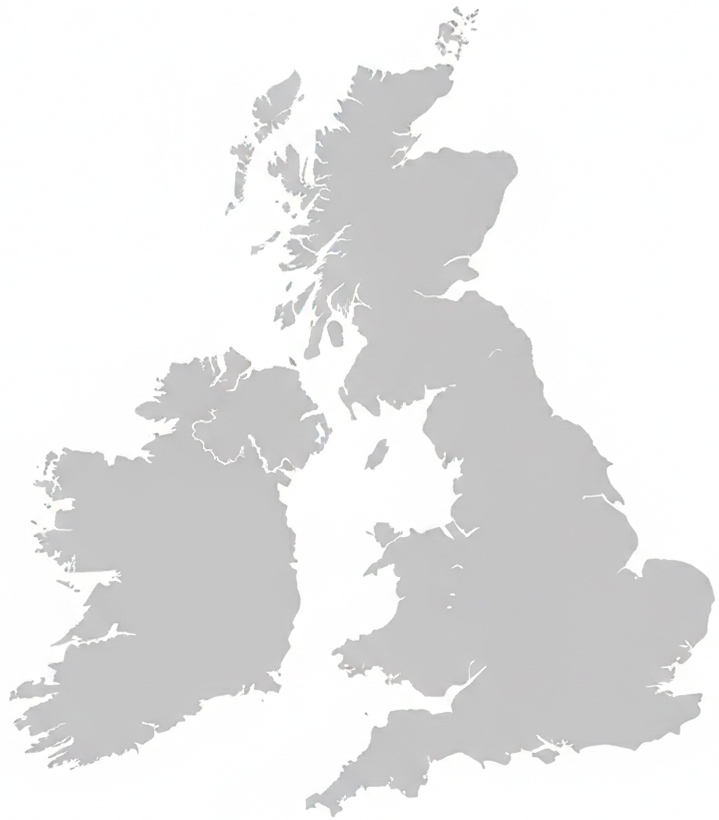 Outline map of the United Kingdom and Ireland